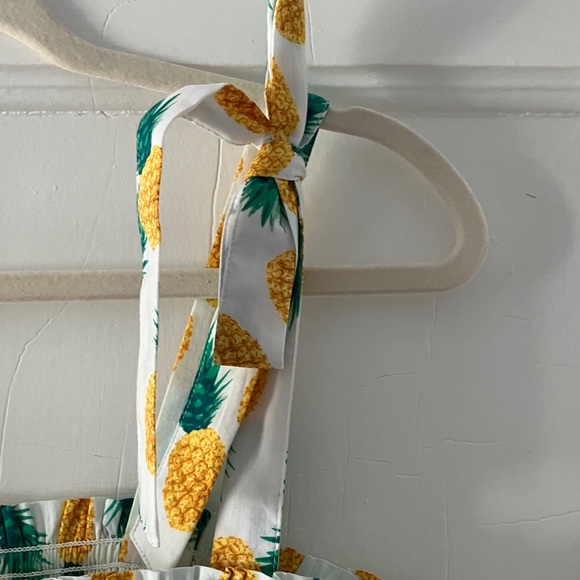 J. Crew Pineapple Print Smocked Tank Top - White and Yellow - Picture 6 of 7